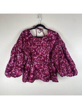 Kiki Vargas x Target Women's Mum Floral Scallop Back Blouse Size XL Pink Puff